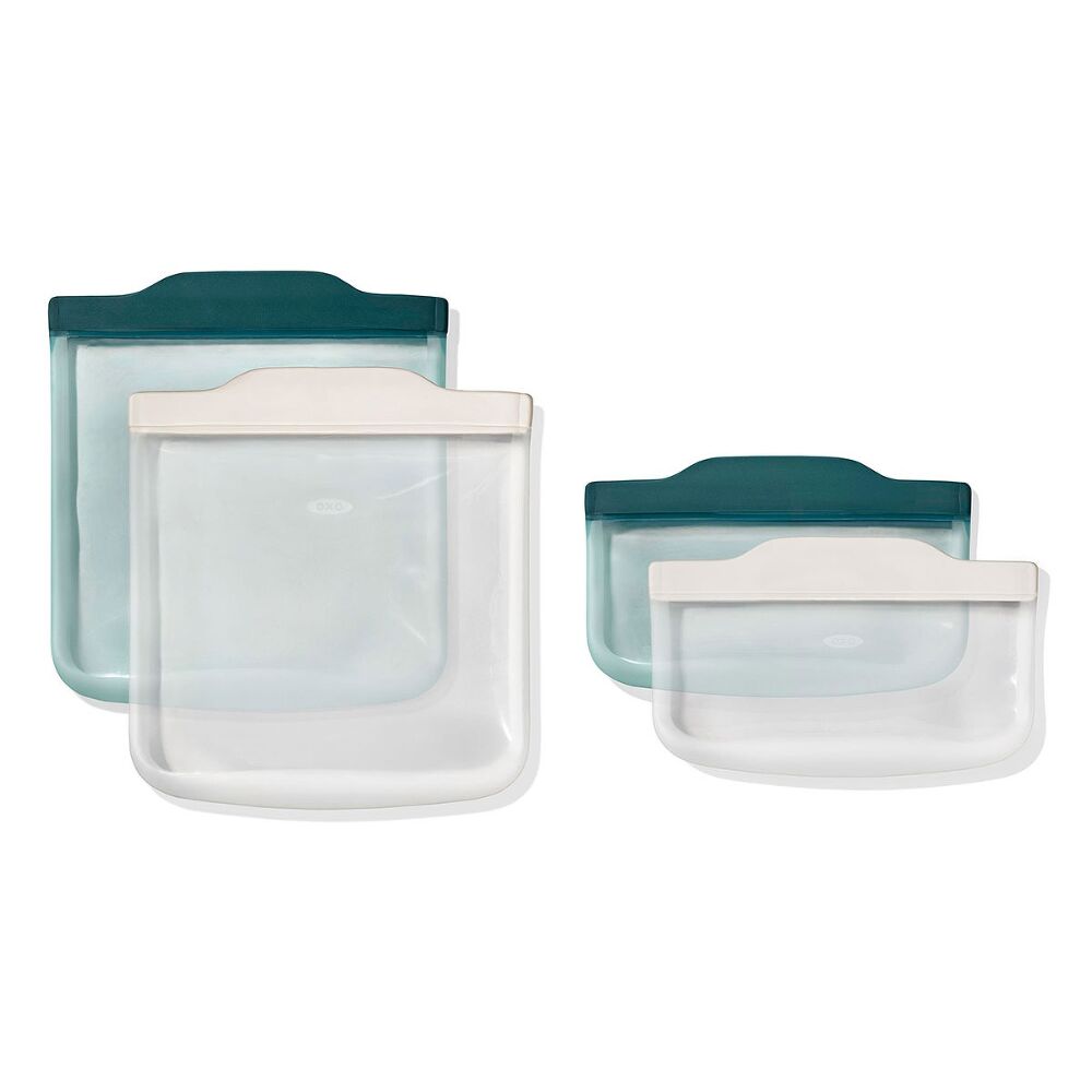 Silicone Reusable Bag -  4 Piece Lunch Set - Oat/Lagoon O0