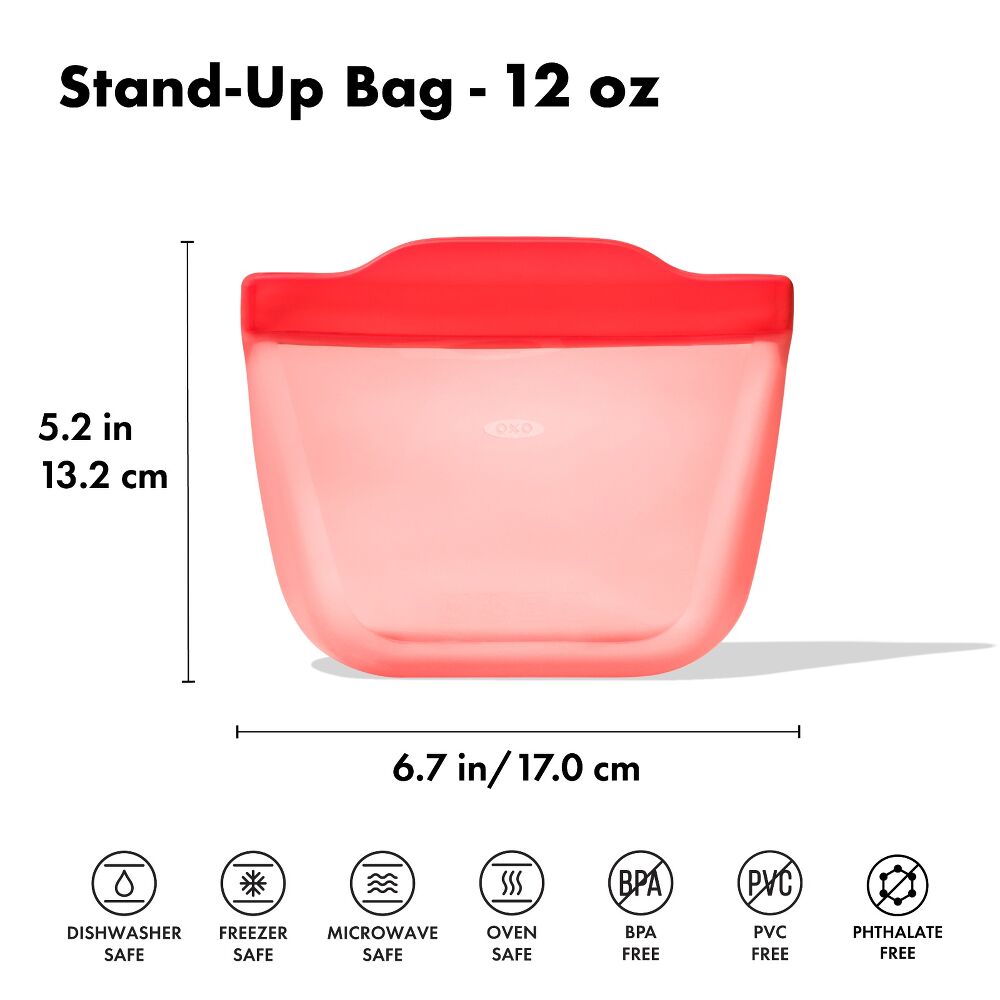 Silicone Reusable Bag - Stand-Up Snack (12 oz) – Watermelon E8