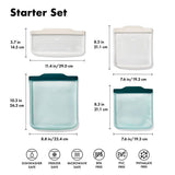 Silicone Reusable Bag - 4 Piece Starter Set - Oat/Lagoon B6
