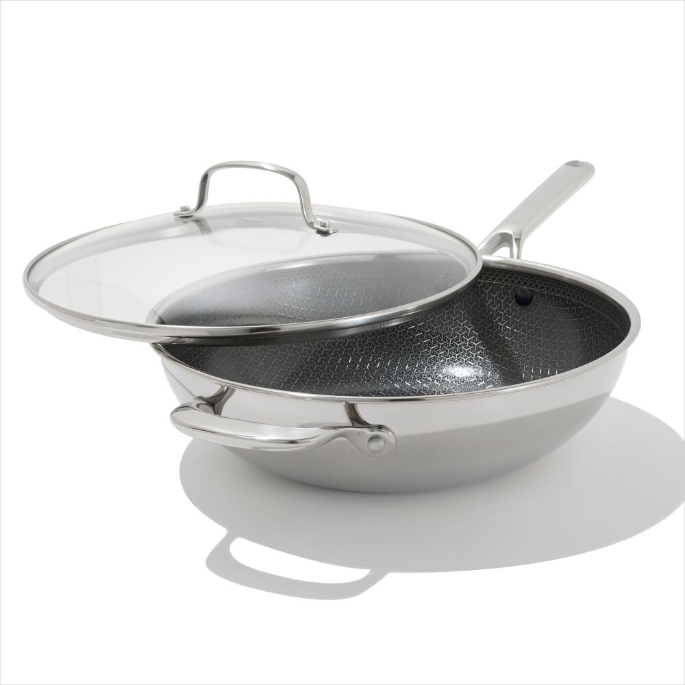 Trident Hybrid Non-Stick Stainless Steel 5 Qt Wok with Lid Y5