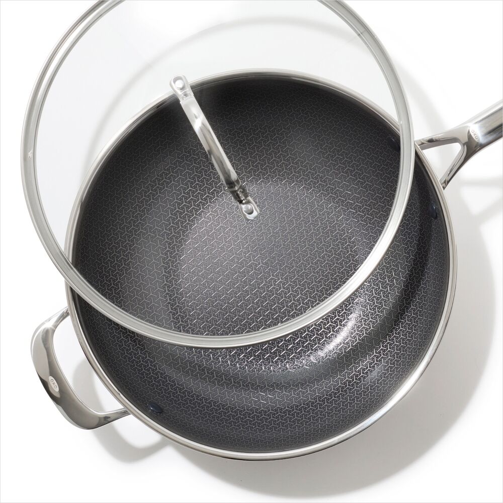 Trident Hybrid Non-Stick Stainless Steel 5 Qt Wok with Lid Y5