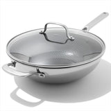Trident Hybrid Non-Stick Stainless Steel 5 Qt Wok with Lid Y5
