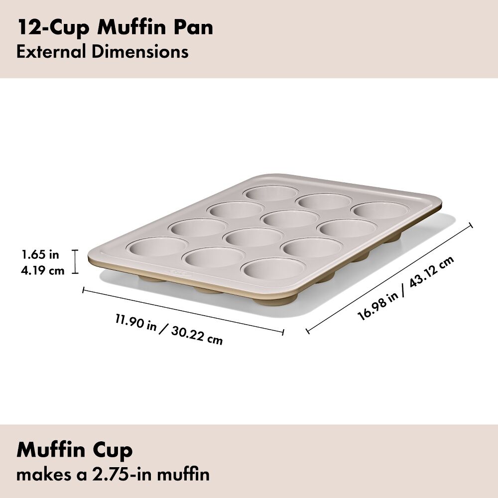 Non-Stick Pro Ceramic Coated Metal Bakeware 12 Cup Muffin Pan F3