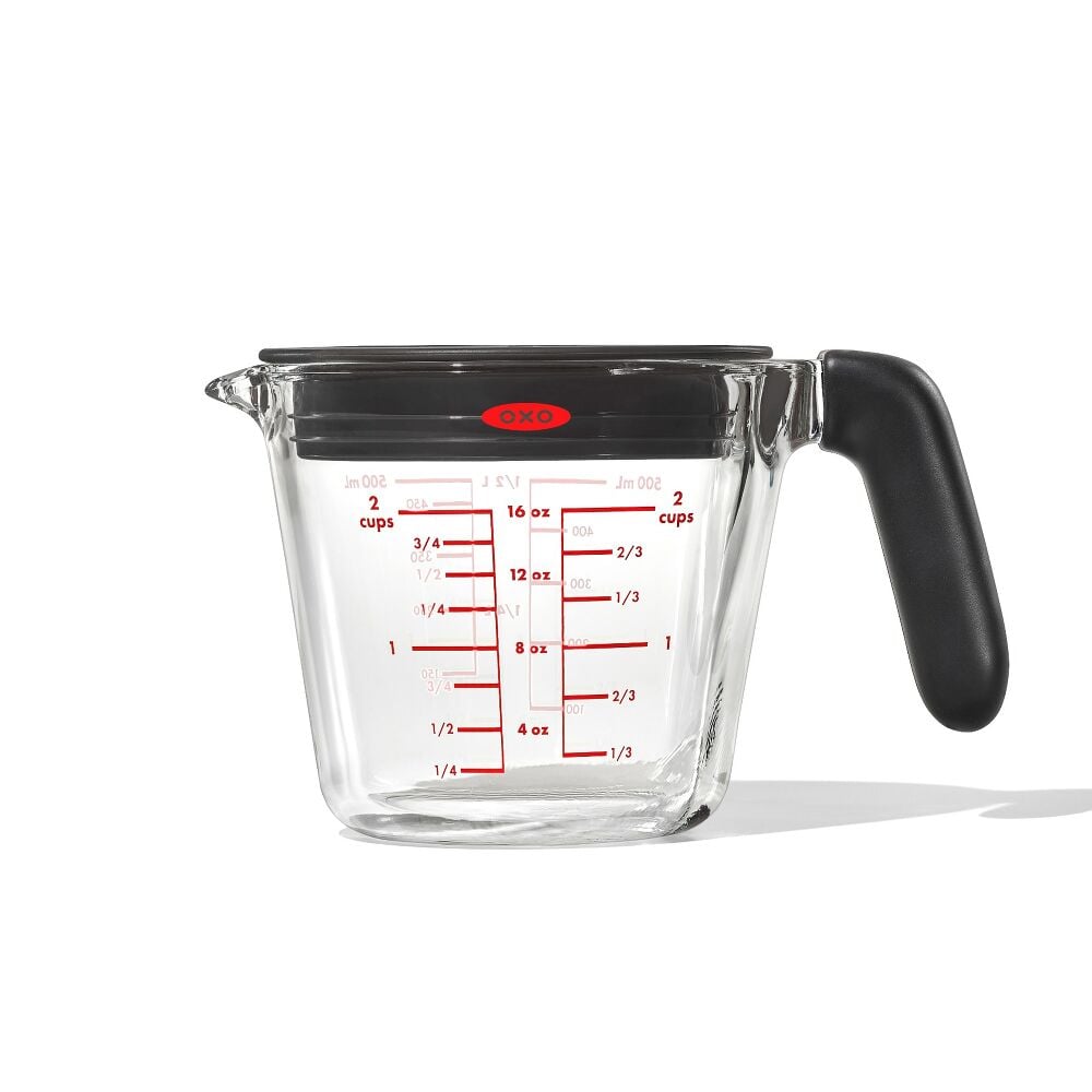 2 Cup Glass Measuring Cup with Lid V8