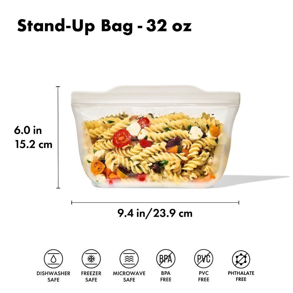 Silicone Reusable Bag - Stand-Up Quart (32 oz) - Oat Q2