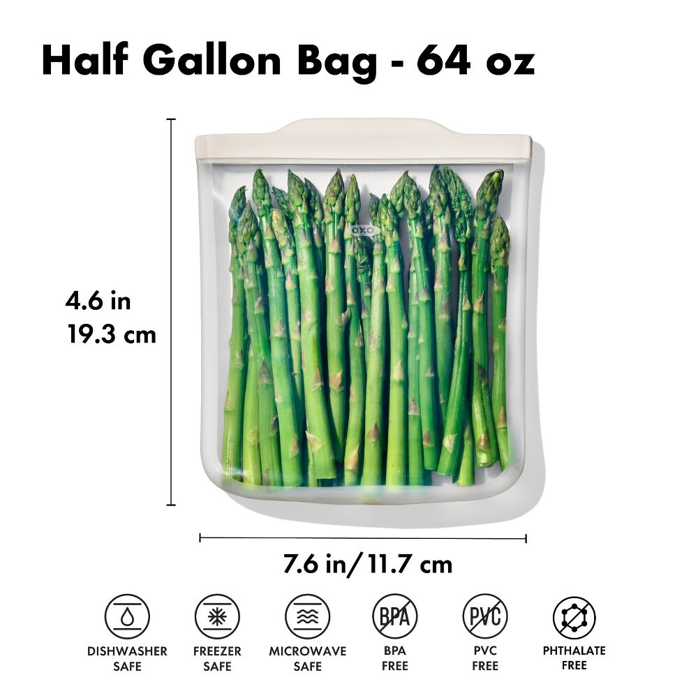 Silicone Reusable Bag - Half Gallon Bag (64 oz) - Oat Y0