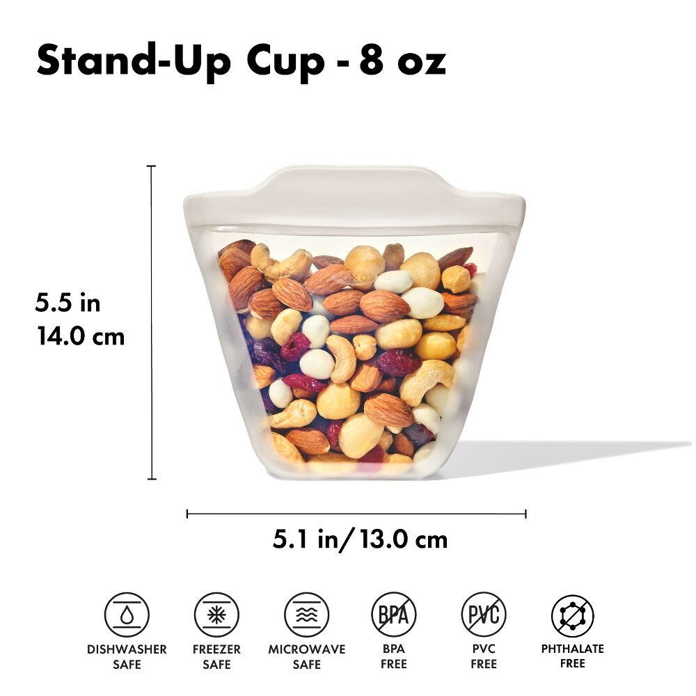 Silicone Reusable Bag - Stand-Up Cup (8 oz) - Oat Z9