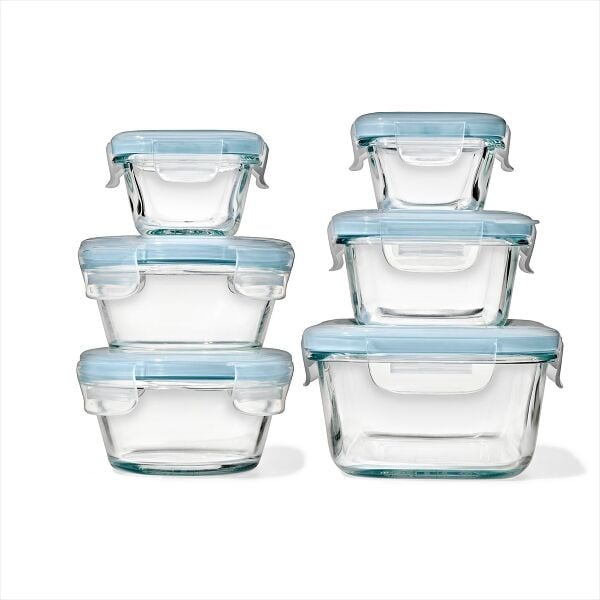 12-Piece Smart Seal Glass Container Set - Arctic Blue O6