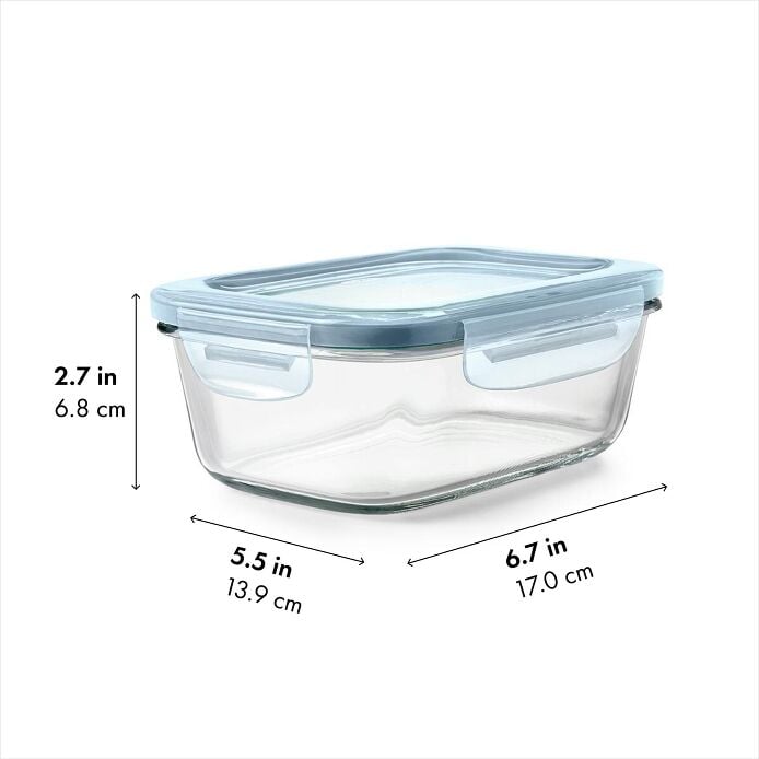 Smart Seal 3.5-Cup Glass Rectangle Container - Arctic Blue Y9