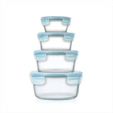 8-Piece Smart Seal Glass Round Container Set - Arctic Blue W4