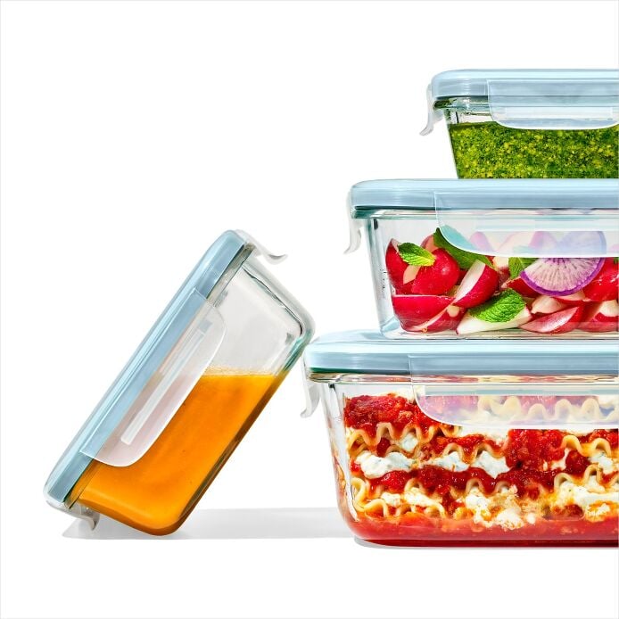 Smart Seal 3.5-Cup Glass Rectangle Container - Arctic Blue Y9