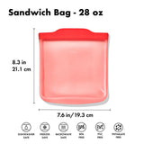 Silicone Reusable Bag - Sandwich Bag (28 oz) - Watermelon E6