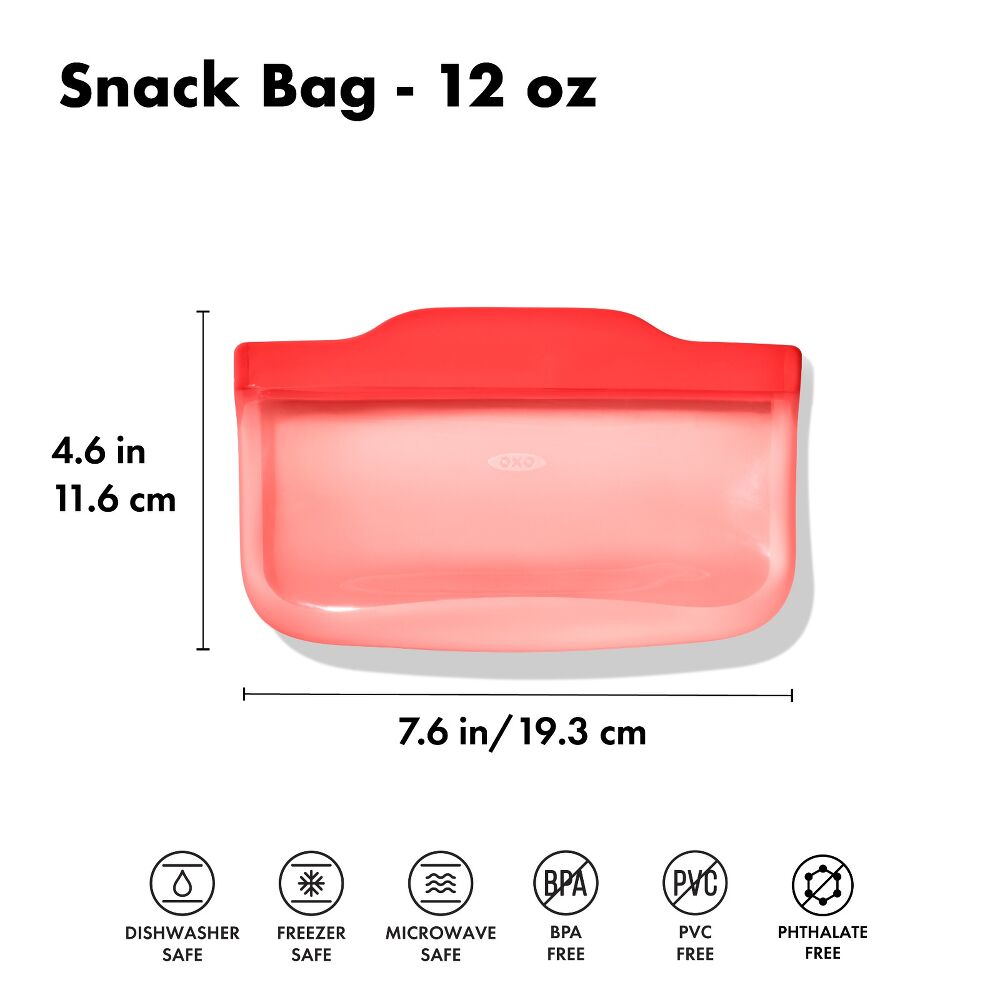 Silicone Reusable Bag - Snack Bag (12 oz) - Watermelon X2