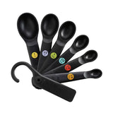 7 Piece Plastic Measuring Spoons - Black F6