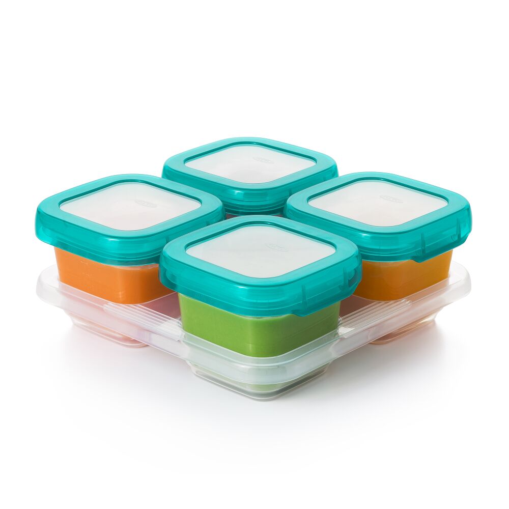 6 oz Baby Blocks™ Plastic Freezer Storage Containers - Tot Teal B8