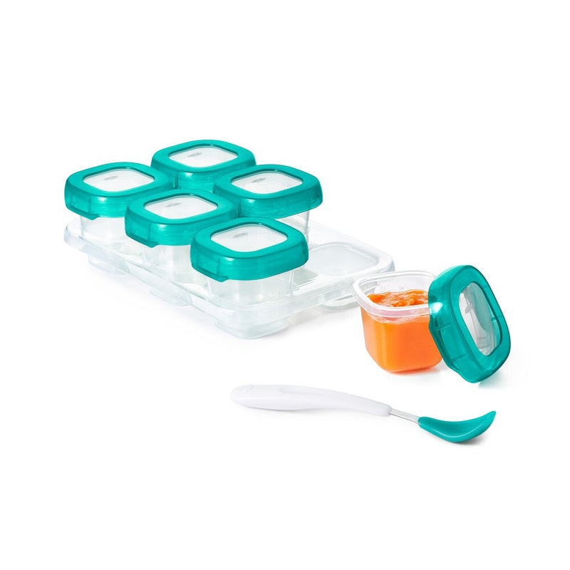 2 oz Baby Blocks™ Plastic Freezer Storage Containers - Tot Teal D5