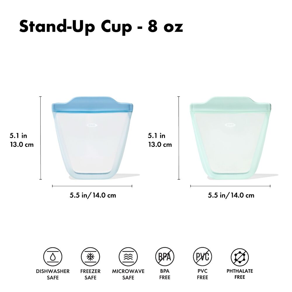 Tot Silicone Reusable Bag - 2-Piece Stand-Up Cup Set H6