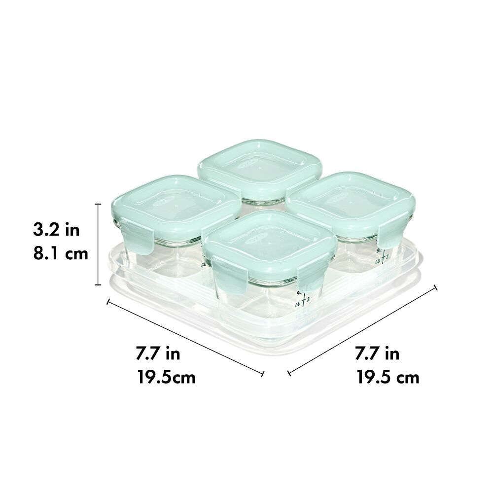 Glass Baby Blocks Food Storage Containers (4 oz) - Opal N1