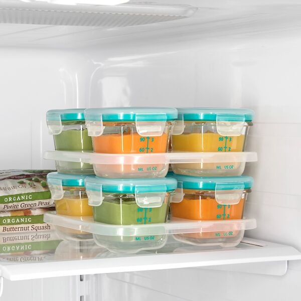 Baby Blocks Glass Food Storage Containers 4 Oz - Tot Teal S2